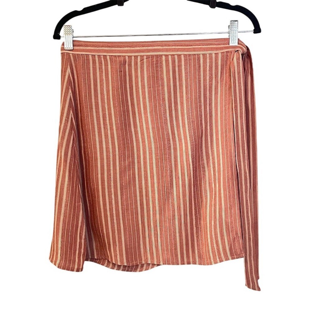 NWT American Eagle Y2k Striped Wrap Skirt Women’s S Rust Summer Beach Coastal